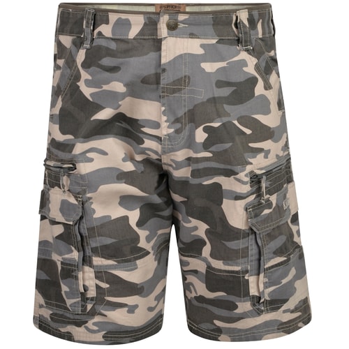 KAM Camo Cargo Shorts Charcoal